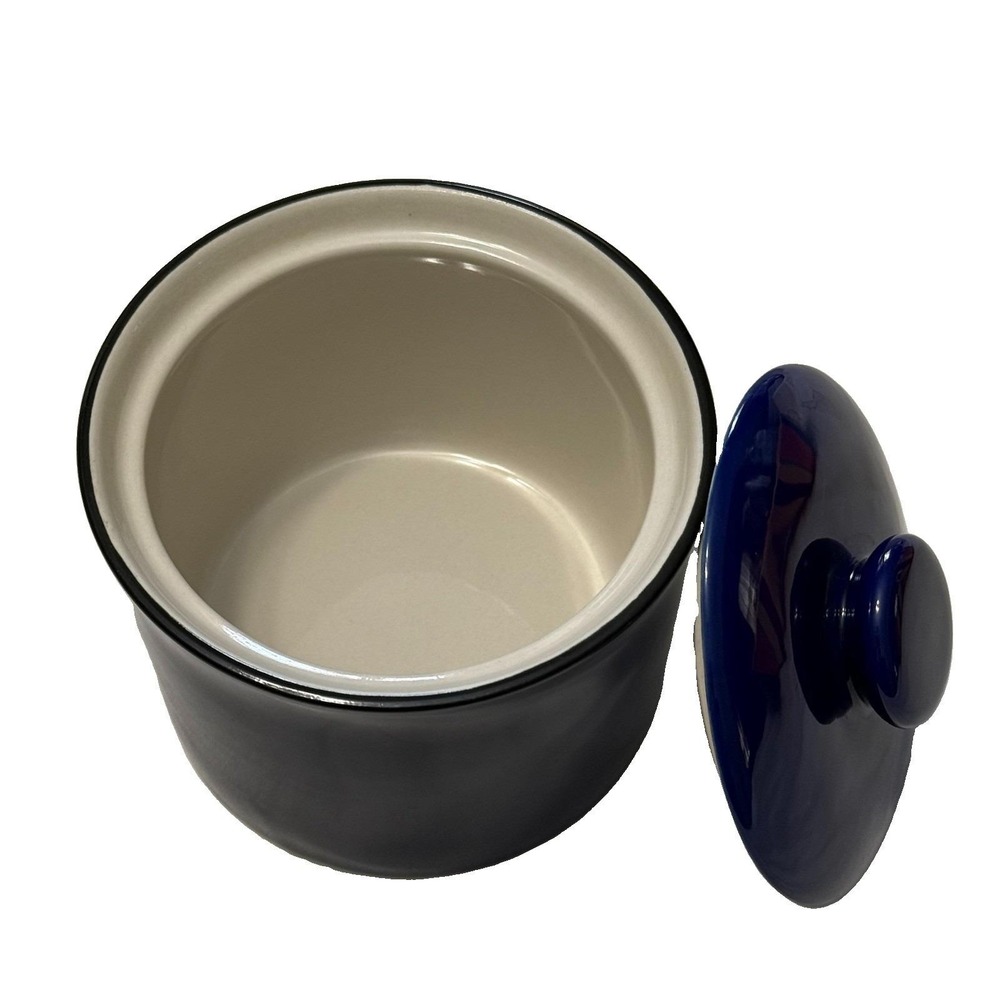 Gibson Sensations II Cobalt Blue Stoneware Canister Jar w Lid Kitchen Storage - Picture 5 of 10